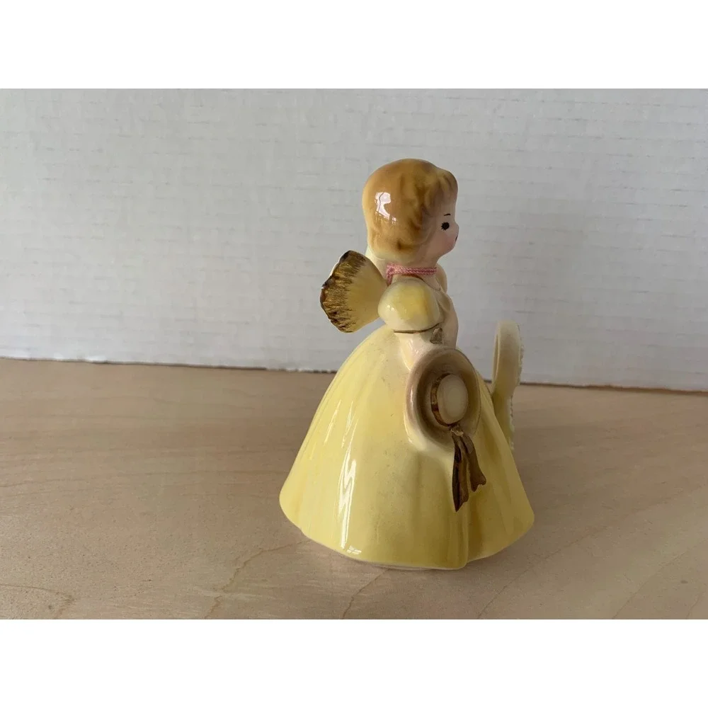 Vtg Josef Originals Birthday Angel Figurine Age 8 Japan Stickers Yellow Blonde